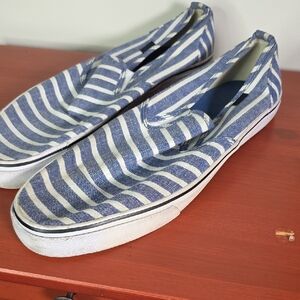 Geox Blue and White Striped Loafers